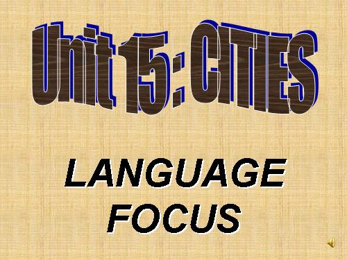 Unit 15. Cities