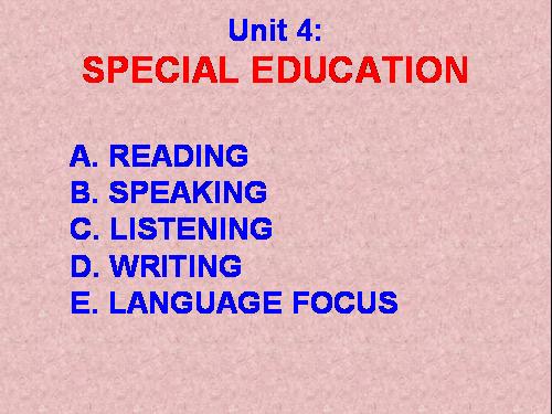 Unit 4. Special education