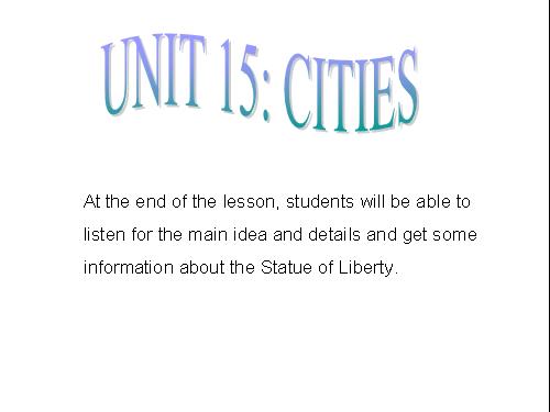Unit 15. Cities