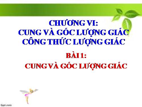 Chương VI. §1. Cung và góc lượng giác