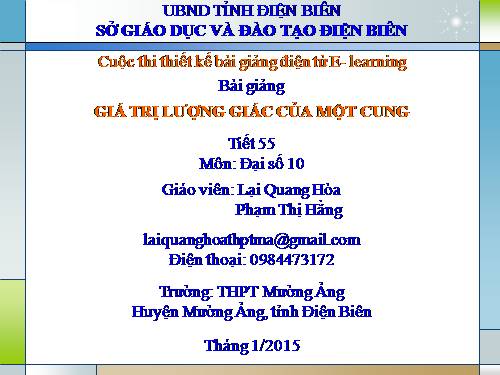 Chương VI. §2. Giá trị lượng giác của một cung