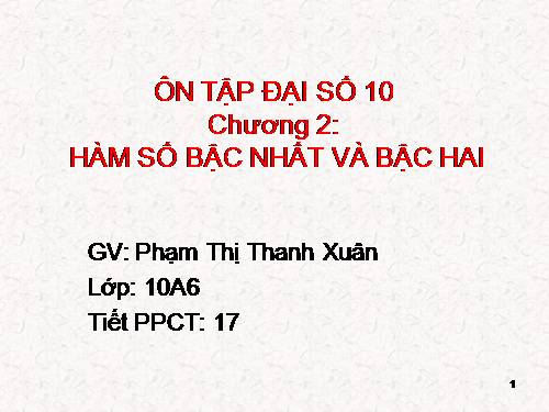 Ôn tập Chương II. Hàm số bậc nhất và bậc hai