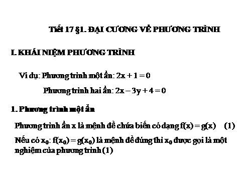 Chương III. §1. Đại cương về phương trình