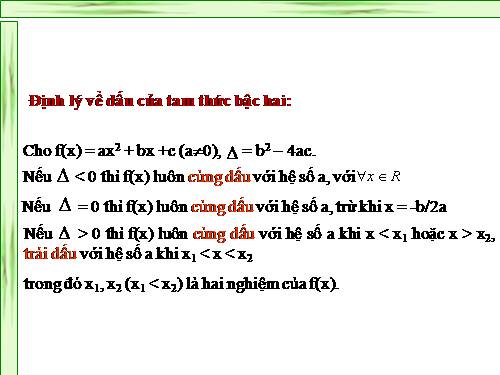 Chương IV. §5. Dấu của tam thức bậc hai