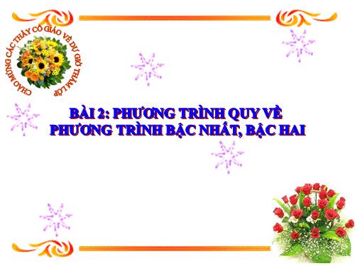 Chương III. §2. Phương trình quy về phương trình bậc nhất, bậc hai