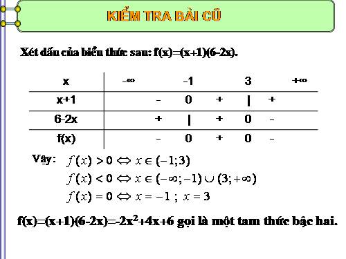 Chương IV. §5. Dấu của tam thức bậc hai