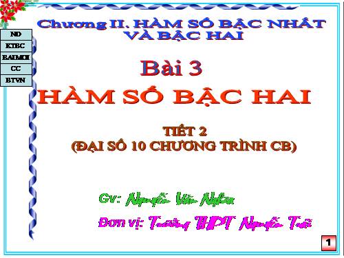 Chương II. §3. Hàm số bậc hai