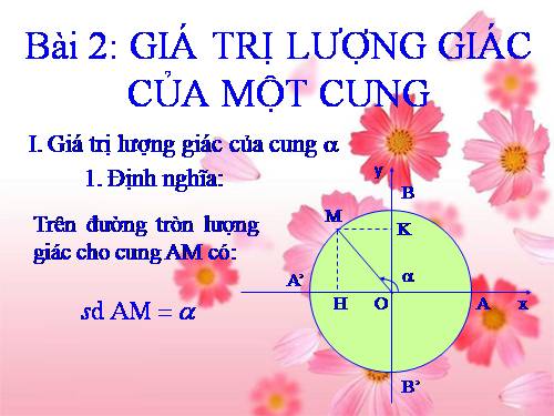 Chương VI. §2. Giá trị lượng giác của một cung