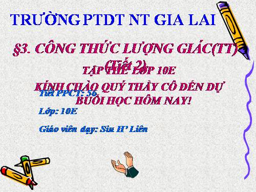 Chương VI. §3. Công thức lượng giác