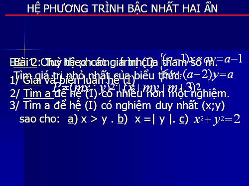 Hệ phương trình bậc nhất 2 ẩn - Toán 10