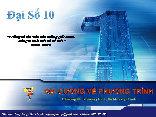 Chương III. §1. Đại cương về phương trình