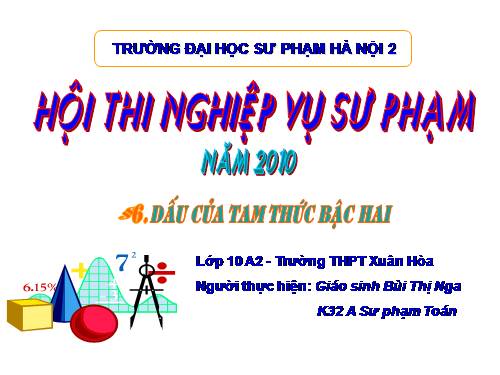 Chương IV. §5. Dấu của tam thức bậc hai