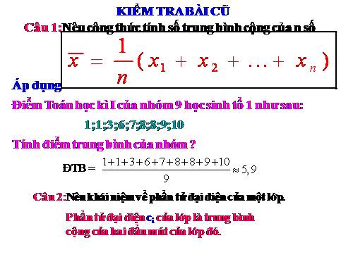 Chương V. §3. Số trung bình cộng. Số trung vị. Mốt