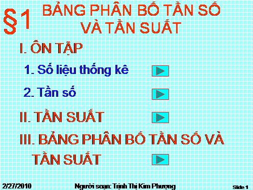 Chương V. §1. Bảng phân bố tần số và tần suất