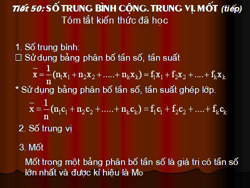 Chương V. §3. Số trung bình cộng. Số trung vị. Mốt