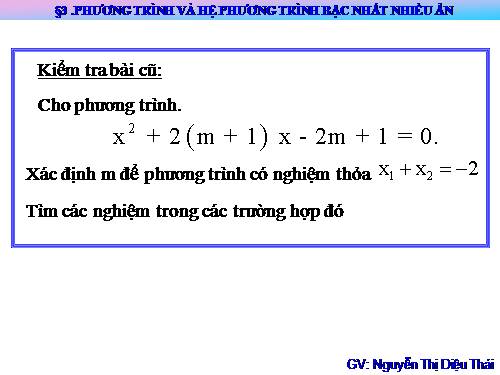 Chương III. §3. Phương trình và hệ phương trình bậc nhất nhiều ẩn