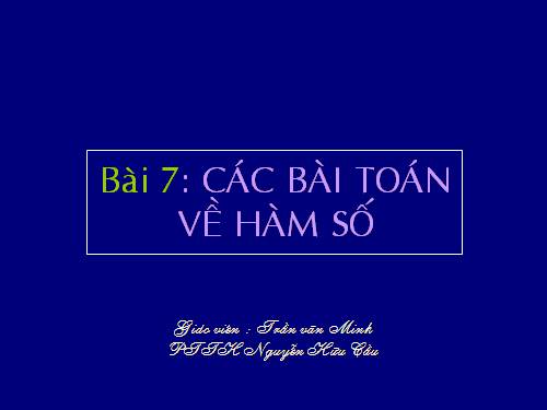 Các bài toán về hàm số 1