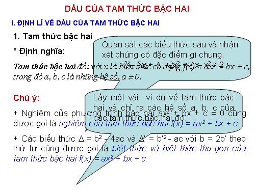 Chương IV. §5. Dấu của tam thức bậc hai