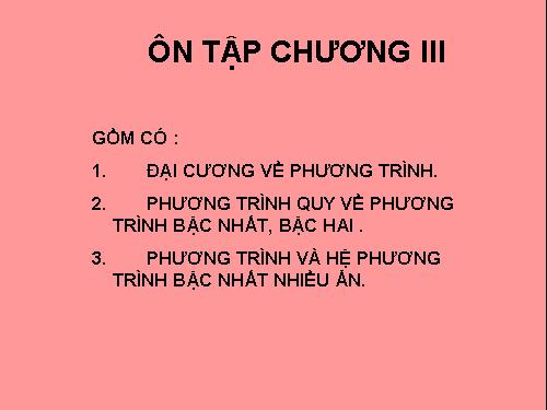 Ôn tập Chương III. Phương trình. Hệ phương trình