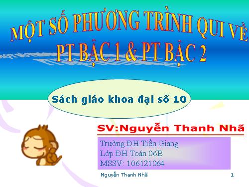 Chương III. §2. Phương trình quy về phương trình bậc nhất, bậc hai