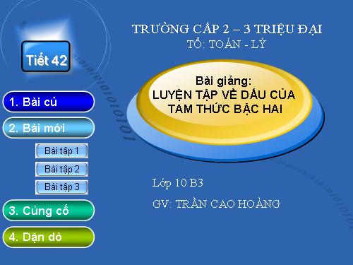 Chương IV. §5. Dấu của tam thức bậc hai