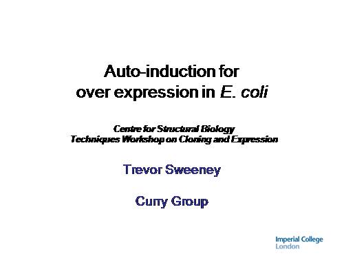 Auto-induction for  over expression in E. coli