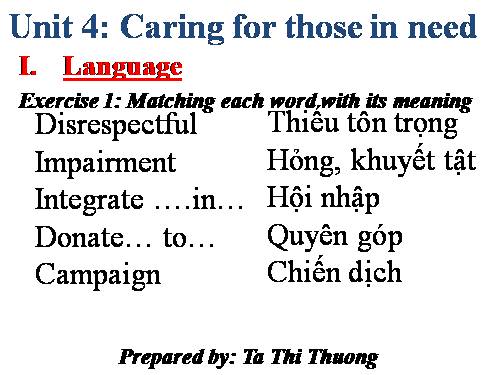 Unit 4. Caring for those in need. Lesson 2. Language