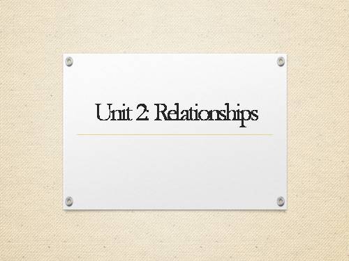 Unit 2. Relationships. Lesson 1. Getting started