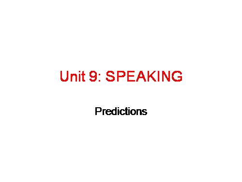 Unit 9. Cities of the future. Lesson 4. Speaking