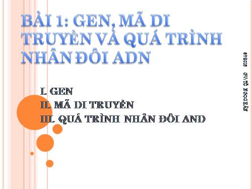 Bài 1. Gen, mã di truyền và quá trình nhân đôi ADN