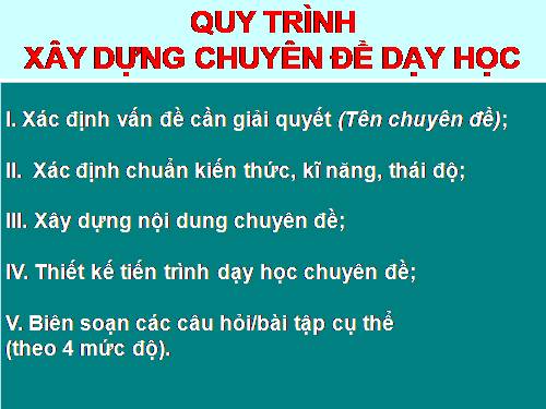 Quy trình xây dựng chuyên đề