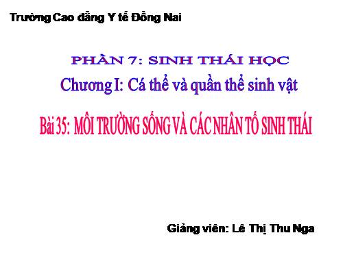 Bài 35. Môi trường sống và các nhân tố sinh thái