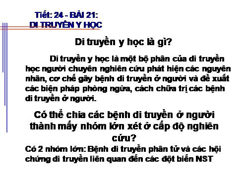 Bài 21. Di truyền y học