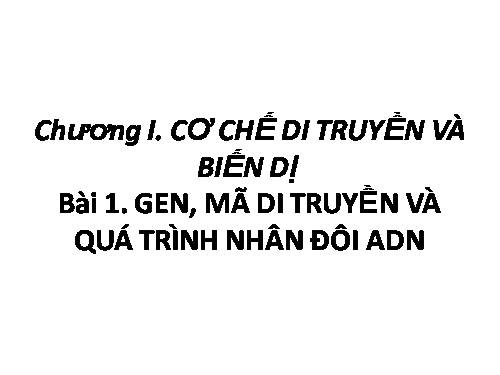 Bài 1. Gen, mã di truyền và quá trình nhân đôi ADN