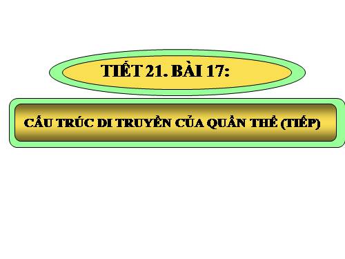 Bài 17. Cấu trúc di truyền của quần thể (tiếp theo)