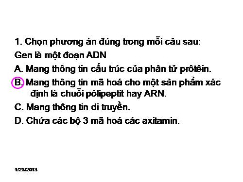 Trắc nghiệm sinh 12