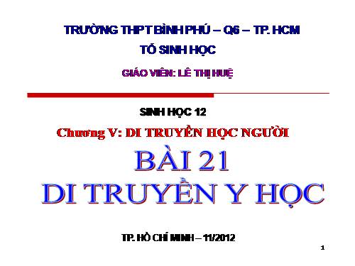 Bài 21. Di truyền y học