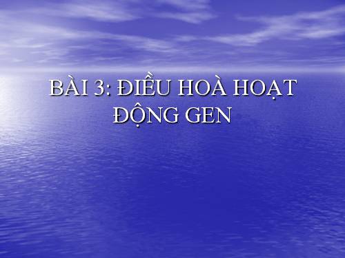 Bài 3. Điều hoà hoạt động gen