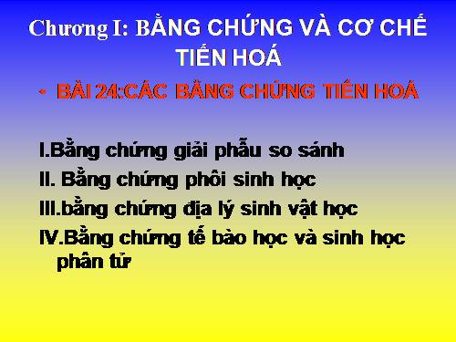 Bài 24. Các bằng chứng tiến hoá