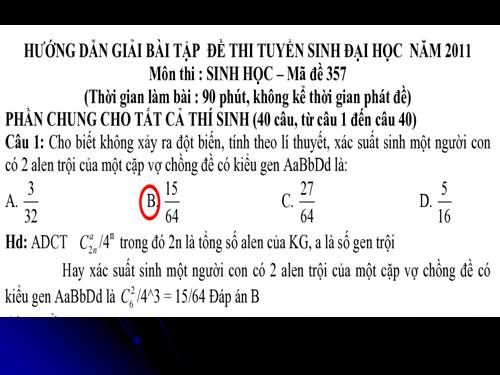 HD giải đề thi ĐH, CĐ năm 2011