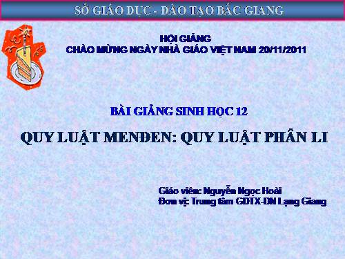 Bài 8. Quy luật Menđen: Quy luật phân li