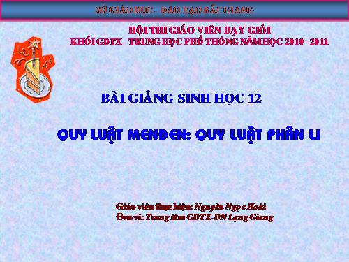 Bài 8. Quy luật Menđen: Quy luật phân li