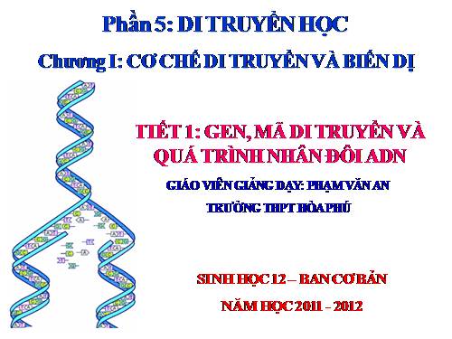 Bài 1. Gen, mã di truyền và quá trình nhân đôi ADN