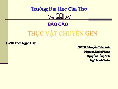 Sinh học: STGT BC thực vật chuyển Gen