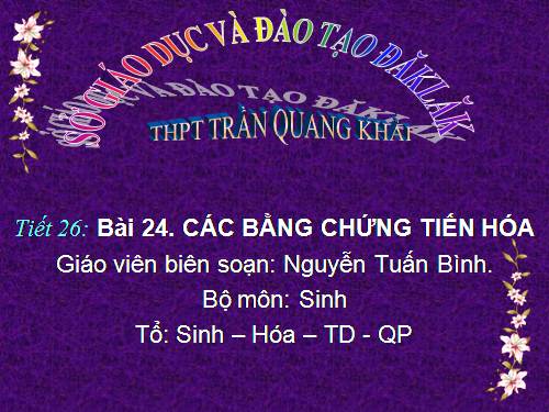 Bài 24. Các bằng chứng tiến hoá