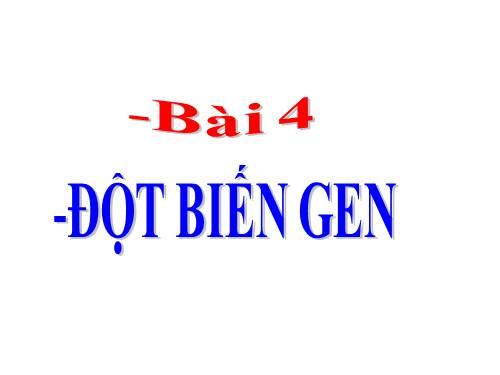 Bài 4. Đột biến gen