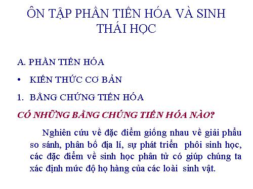 Bài 47. Ôn tập phần Tiến hóa và Sinh thái học