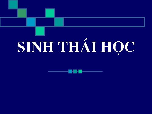 Mot phan cua Sinh thai hoc