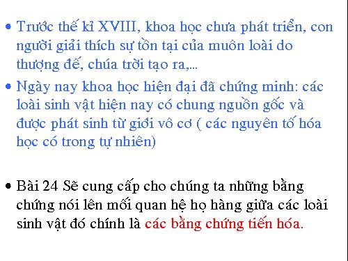 Bài 24. Các bằng chứng tiến hoá