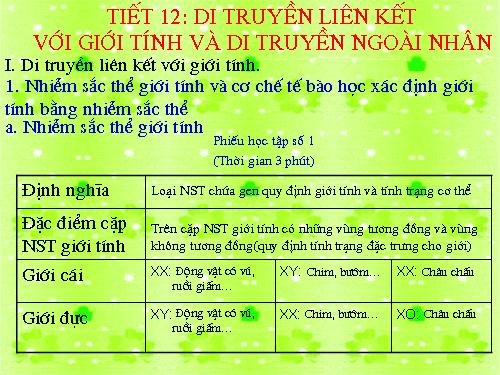 Bài 12. Di truyền liên kết với giới tính và di truyền ngoài nhân